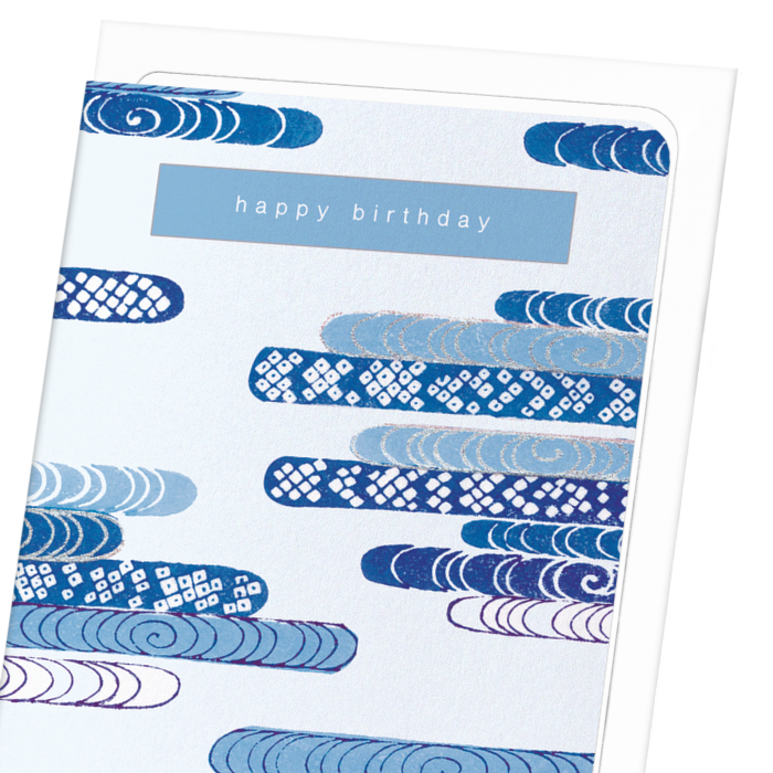 BLUE WAVES OF BIRTHDAY WISHES: Japanese Greeting Card