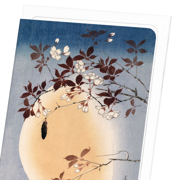 BLOSSOMS AND MOON: Japanese Greeting Card