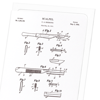 PATENT OF SCALPEL (1916): Patent Greeting Card