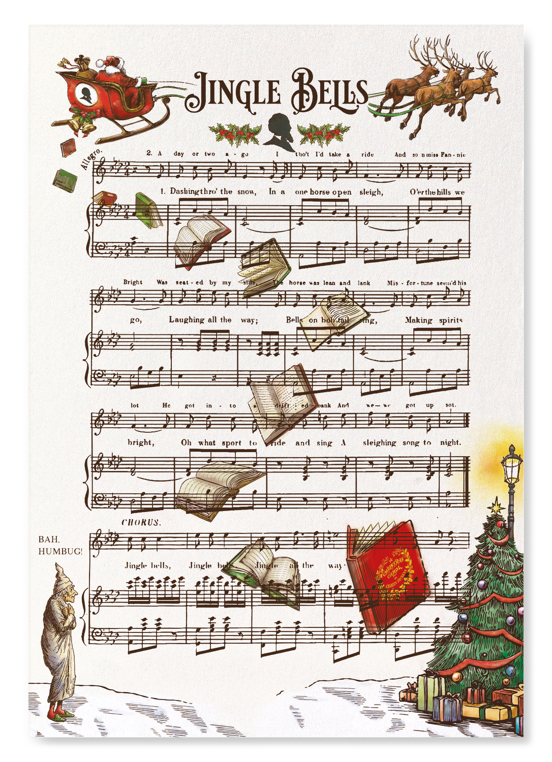 CHARLES DICKENS JINGLE BELLS: Victorian Art Print