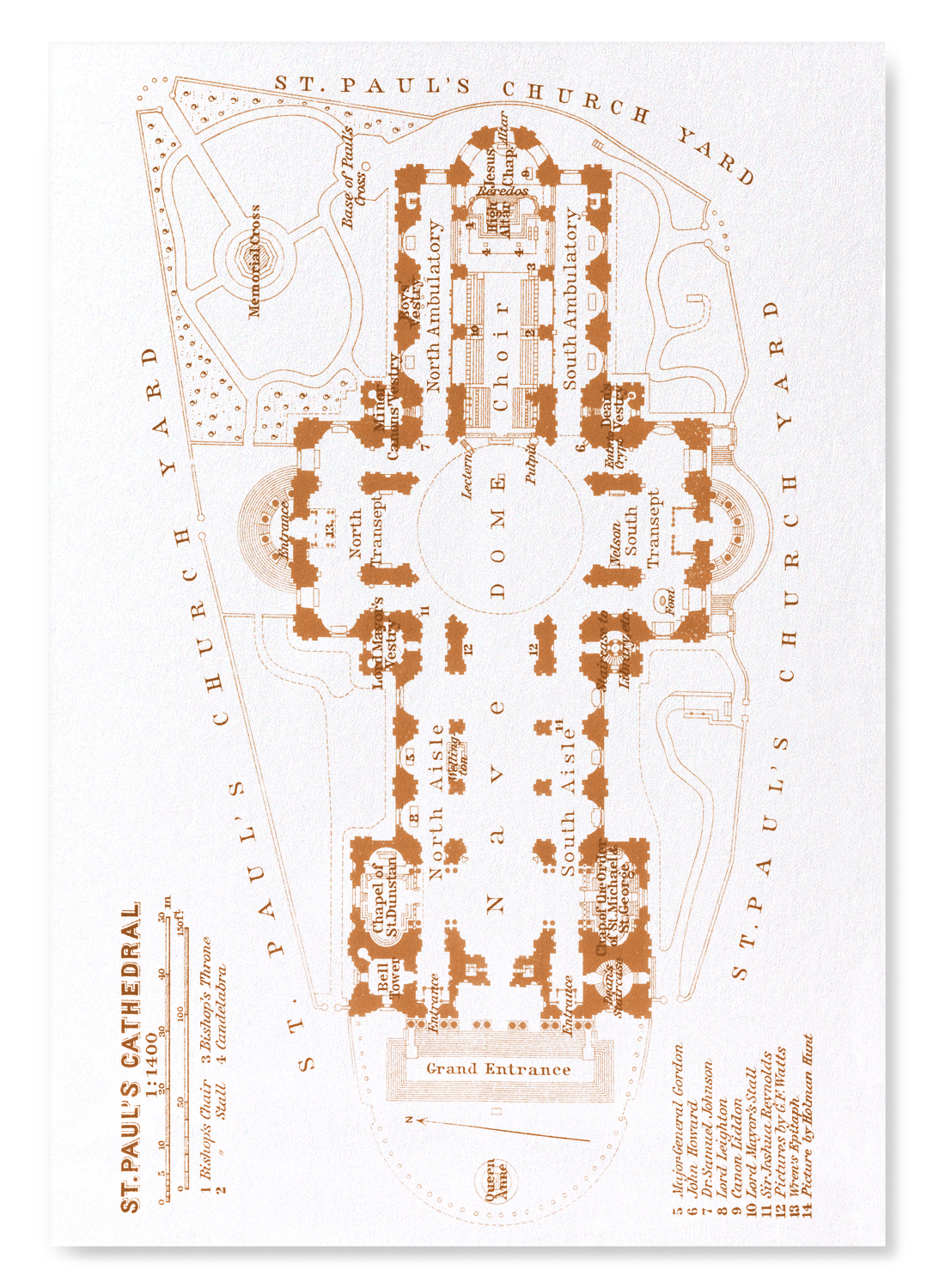 GROUND PLAN OF ST. PAUL'S (1930): Bespoke Art Print