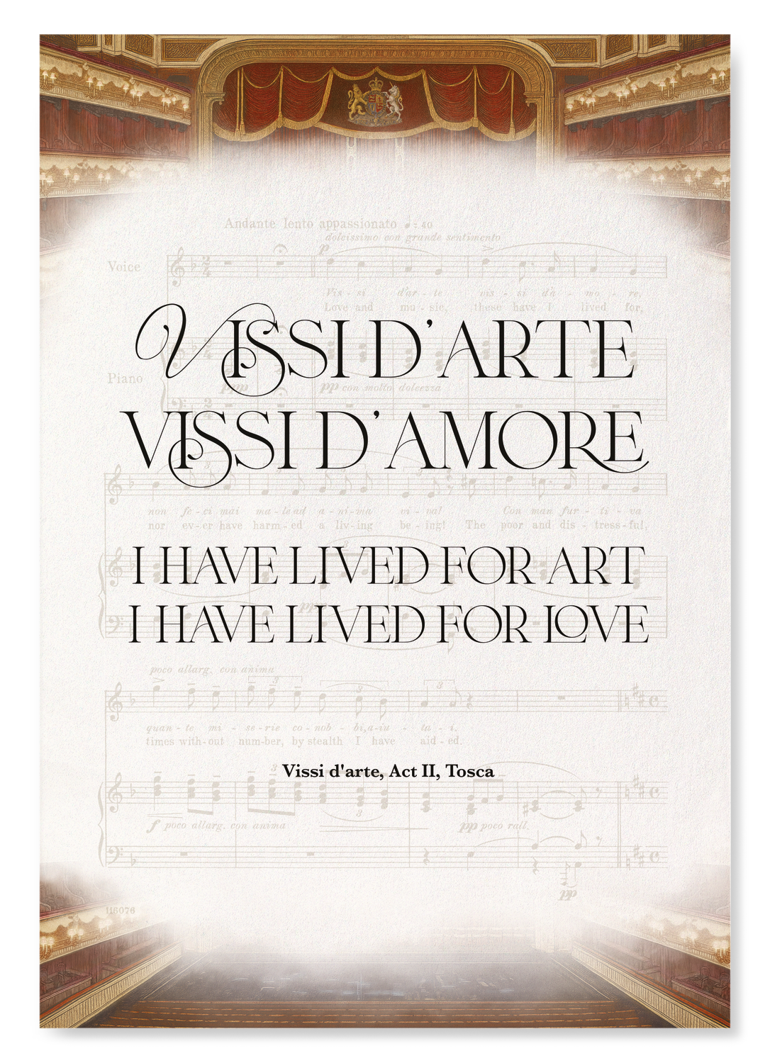 ROYAL BALLET & OPERA - VISSI D'ARTE FROM TOSCA ACT II: Bespoke Art Print