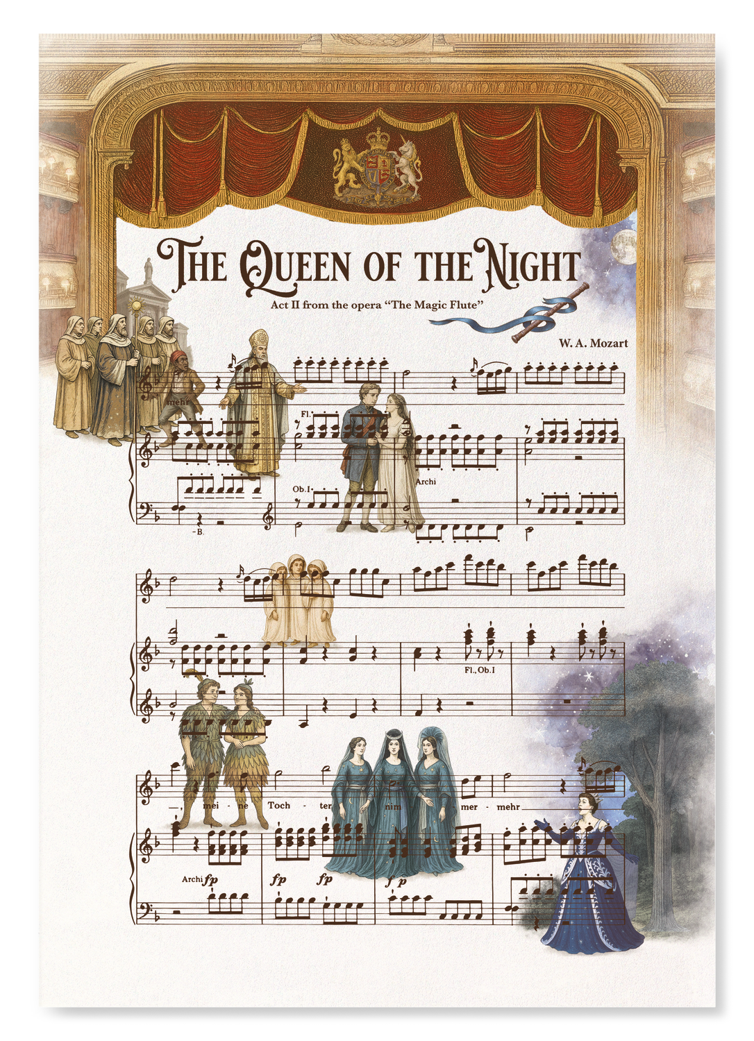 ROYAL BALLET & OPERA - THE MAGIC FLUTE MUSIC SCORE: Bespoke Art Print