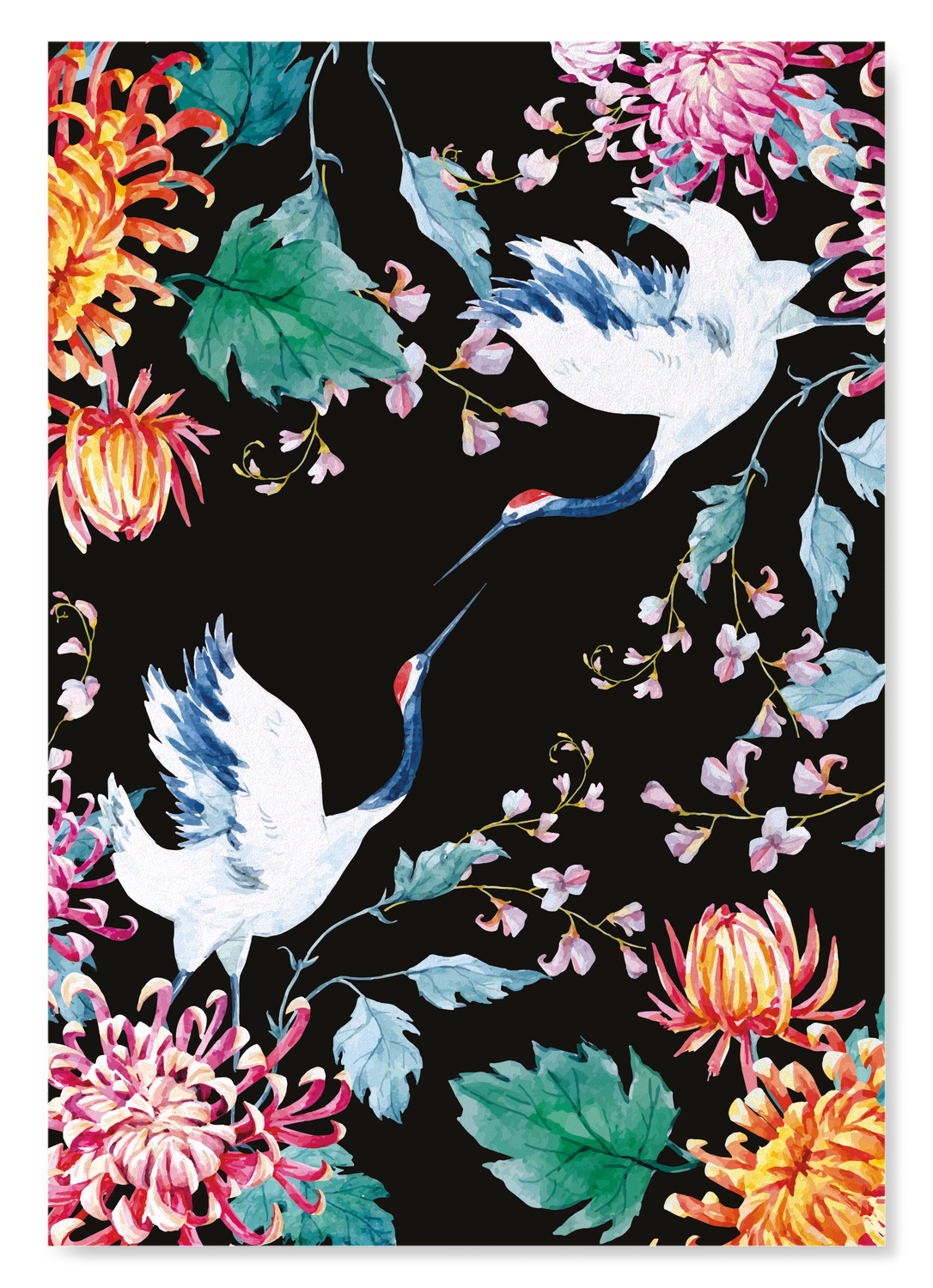 COUPLE OF CRANES: Painting Art Print