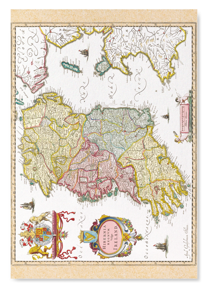 IRELAND (1665): Antique Map Art Print