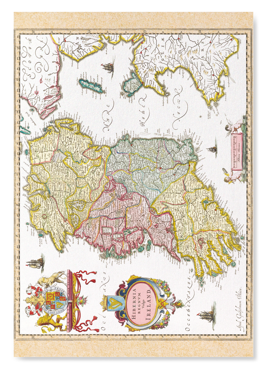 IRELAND (1665): Antique Map Art Print