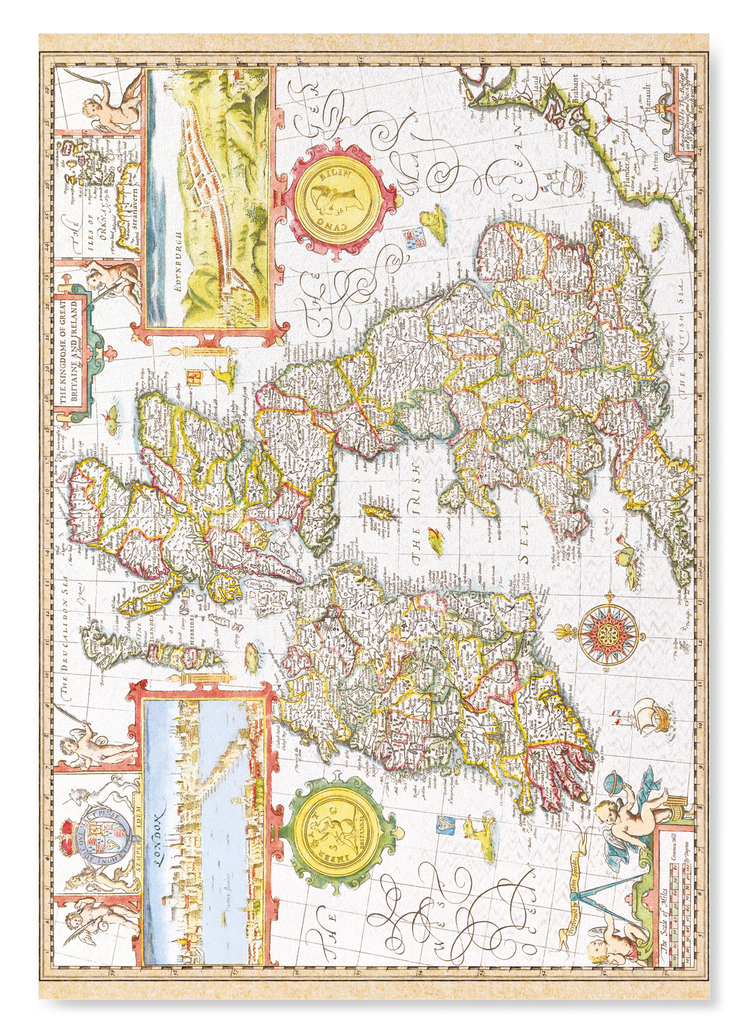 GREAT BRITAIN AND IRELAND BY JOHN SPEED (C.1611): Antique Map Art Print