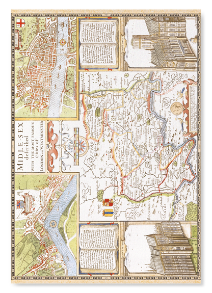 LONDON AND MIDDLESEX BY JOHN SPEED (C.1611): Antique Map Art Print