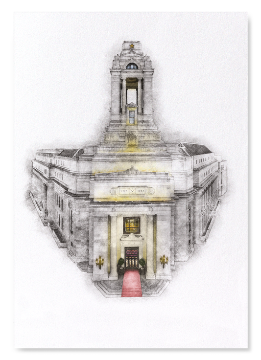FREEMASONS GRAND HALL: Charcoal Art Print