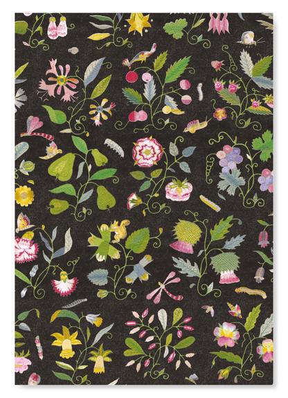 TUDOR EMBROIDERY OF NATURE ON BLACK (17TH C.): Pattern Art Print