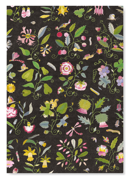 TUDOR EMBROIDERY OF NATURE ON BLACK (17TH C.): Pattern Art Print