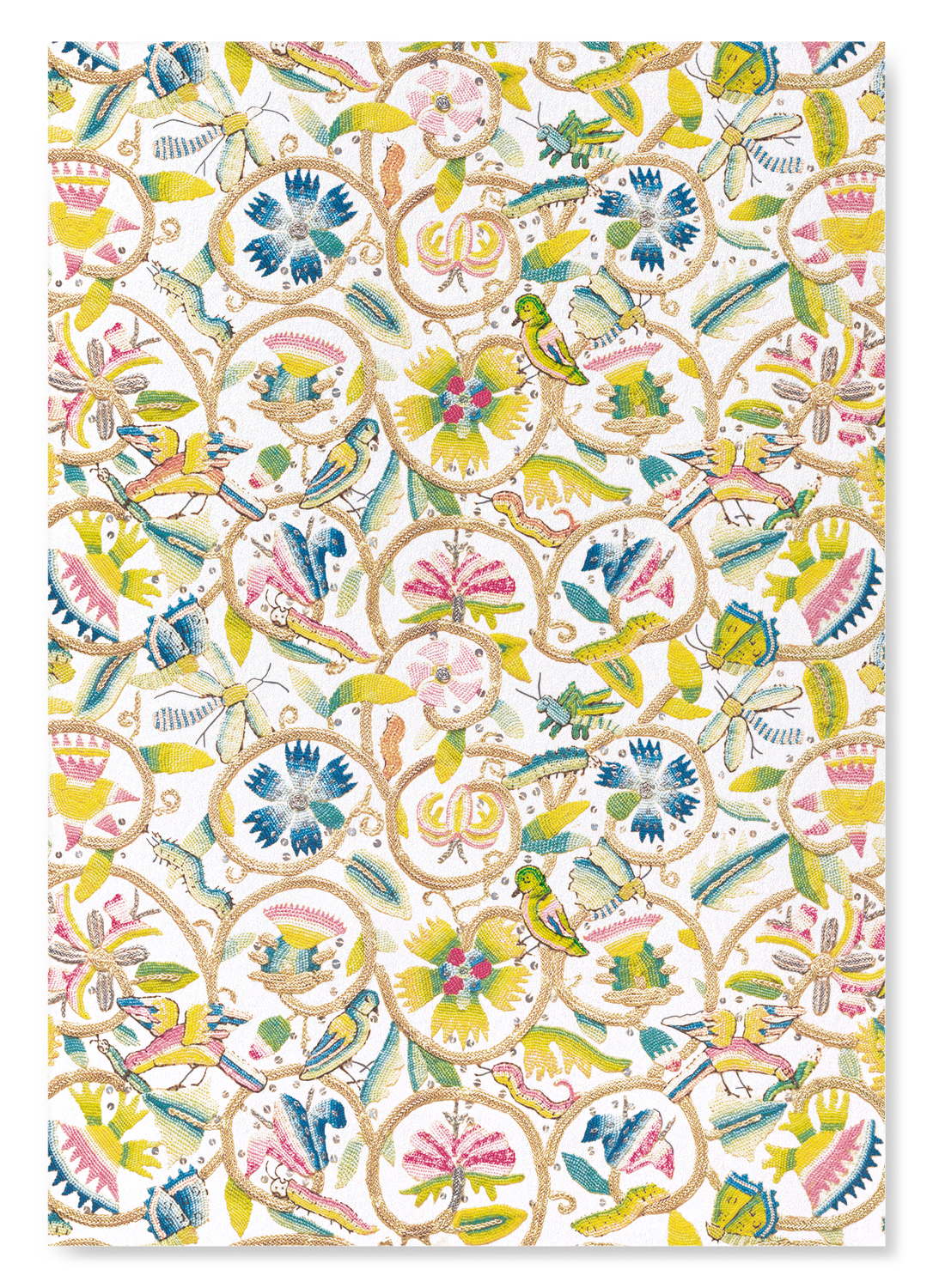 TUDOR COIF EMBROIDERY ON WHITE (17TH C.): Pattern Art Print