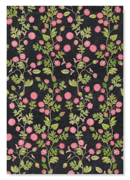 TUDOR EMBOIDERY OF ROSES ON BLACK (16TH C.): Pattern Art Print