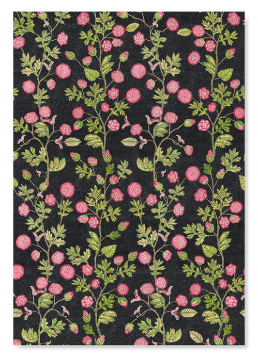 TUDOR EMBOIDERY OF ROSES ON BLACK (16TH C.): Pattern Art Print