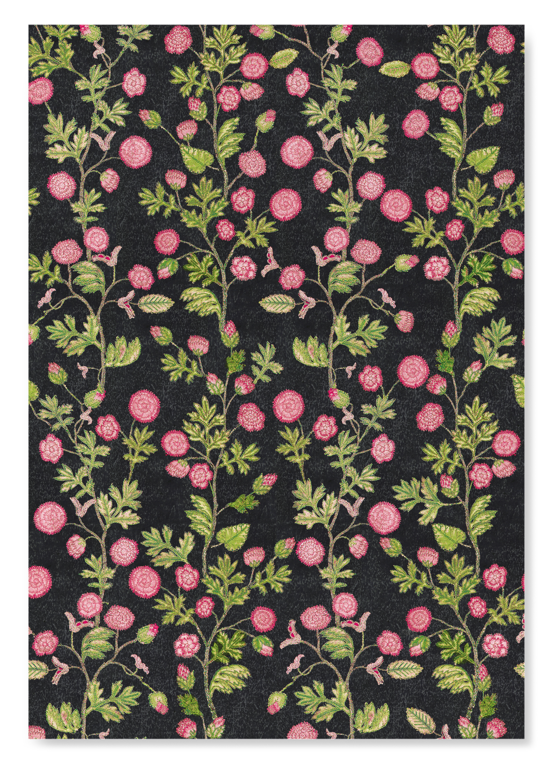 TUDOR EMBOIDERY OF ROSES ON BLACK (16TH C.): Pattern Art Print