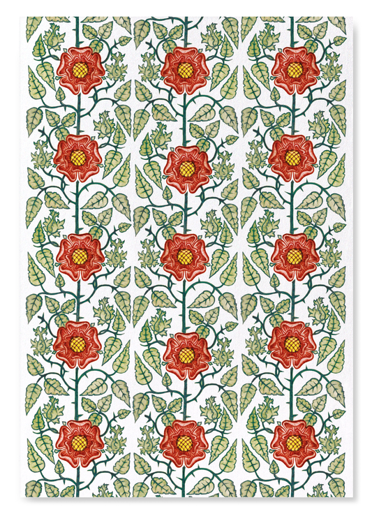 TUDOR ROSE BY DE MORGAN (C.1888): Pattern Art Print
