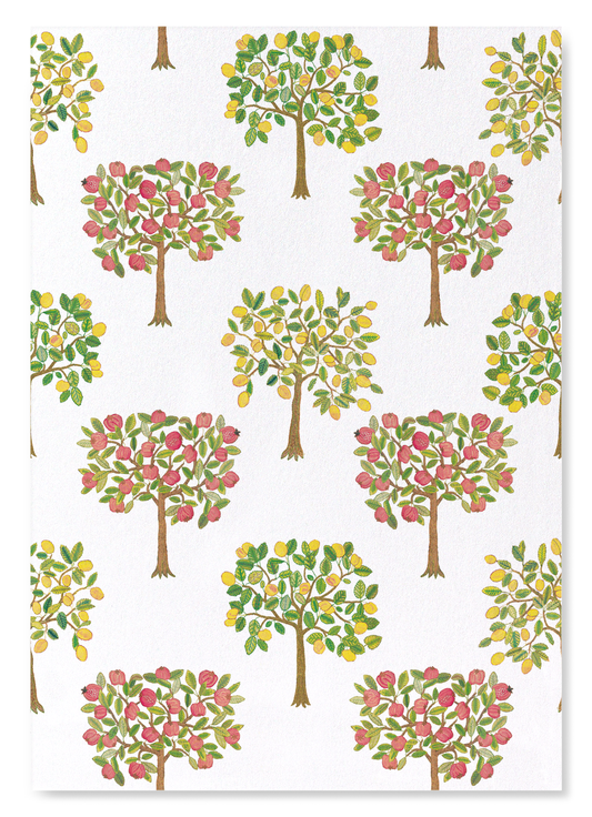 POMEGRANATE AND LEMON TREES ON WHITE (16TH C.): Pattern Art Print