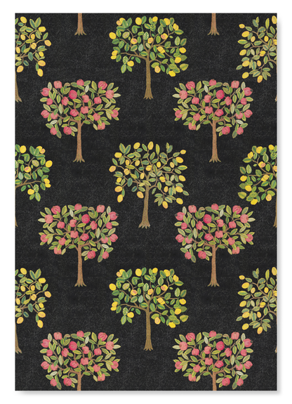POMEGRANATE AND LEMON TREES ON BLACK (16THC): Pattern Art Print