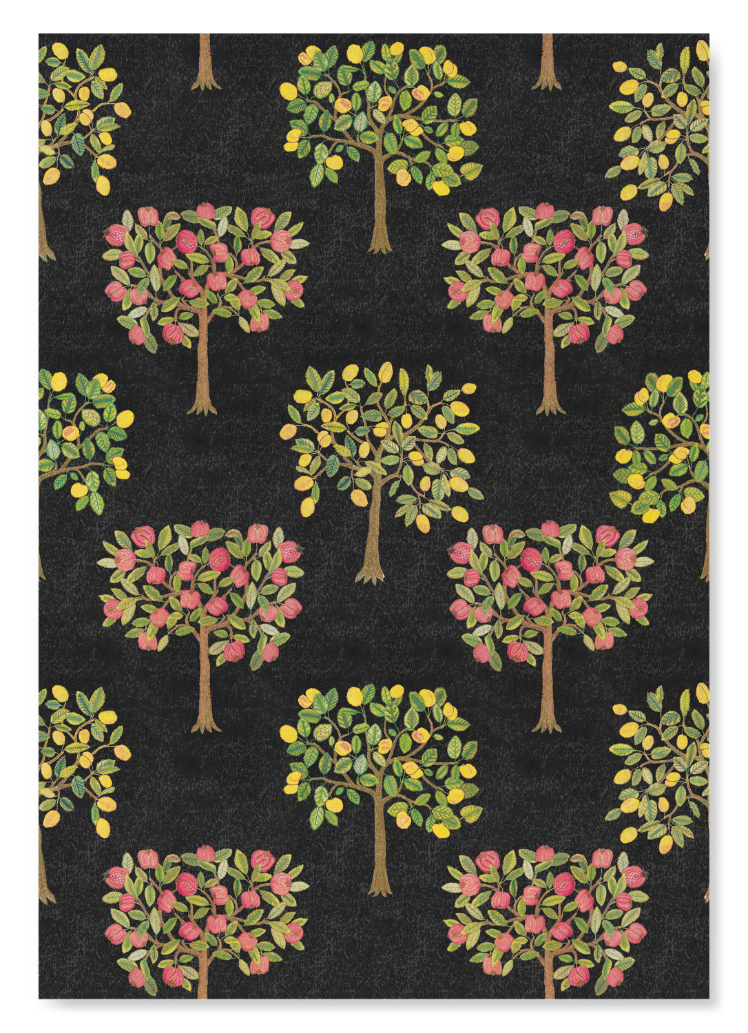 POMEGRANATE AND LEMON TREES ON BLACK (16THC): Pattern Art Print