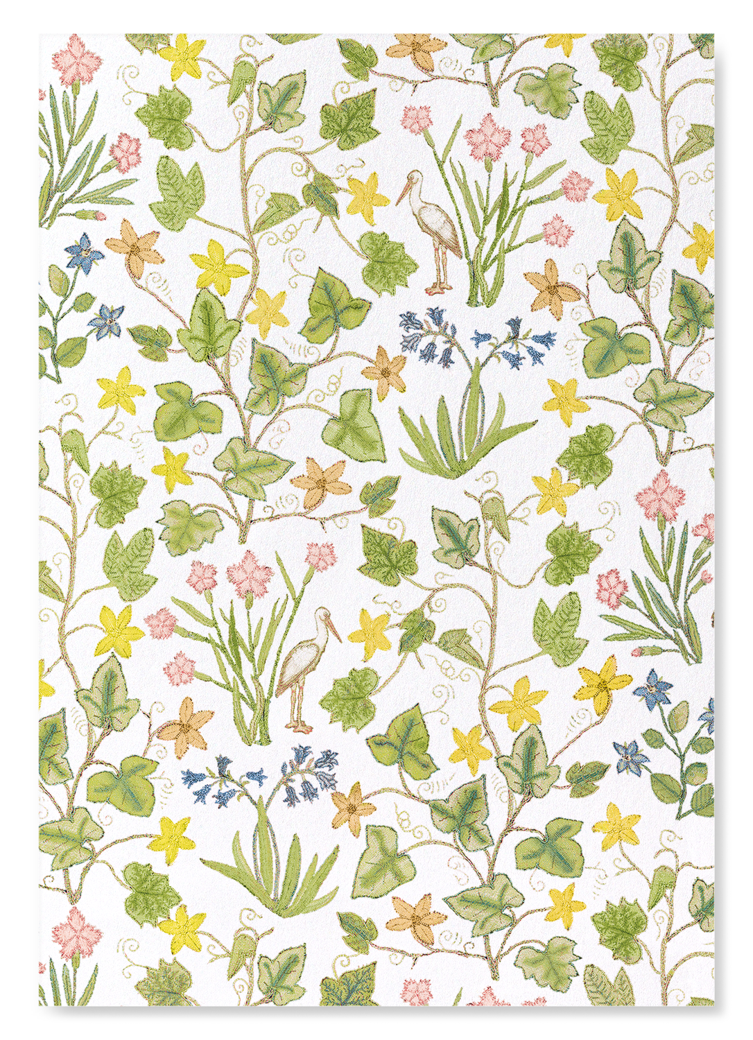 IVY AND FLOWERS ON WHITE (16TH C.): Pattern Art Print