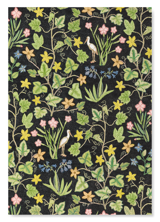 IVY AND FLOWERS ON BLACK (16TH C.): Pattern Art Print