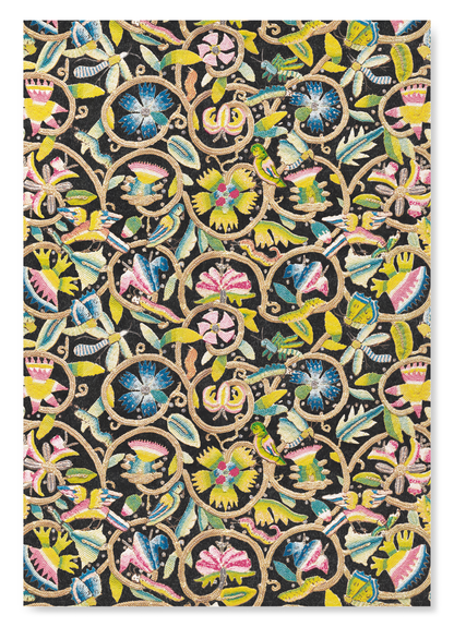 TUDOR COIF EMBROIDERY ON BLACK (17TH C.): Pattern Art Print