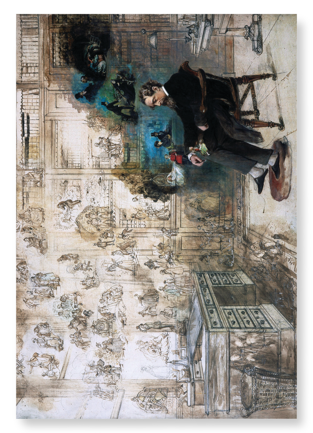 DICKENS' DREAM BY ROBERT WILLIAM BUSS (1875): Painting Art Print