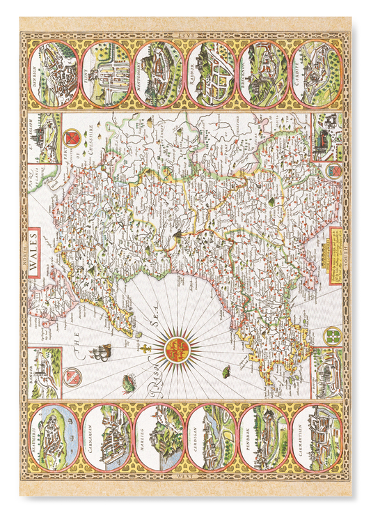 WALES BY JOHN SPEED (C.1611): Map antique Art Print
