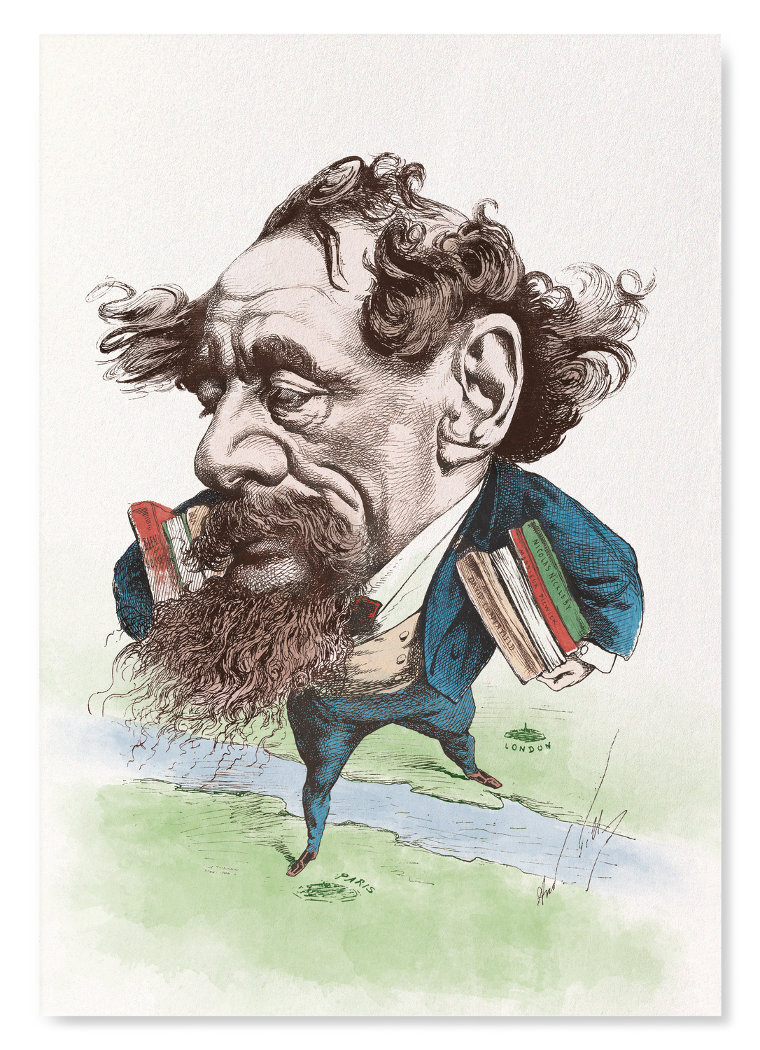 CARICATURE OF CHARLES DICKENS (1868): Painting Art Print