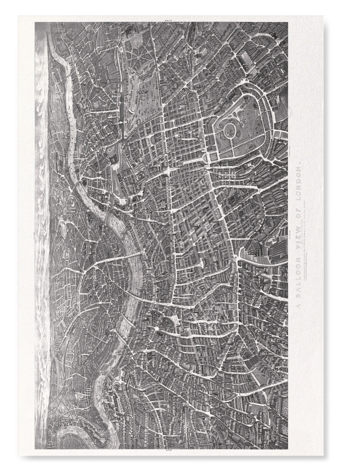 A BALLOON VIEW OF LONDON (C.1851): Antique Map Art Print