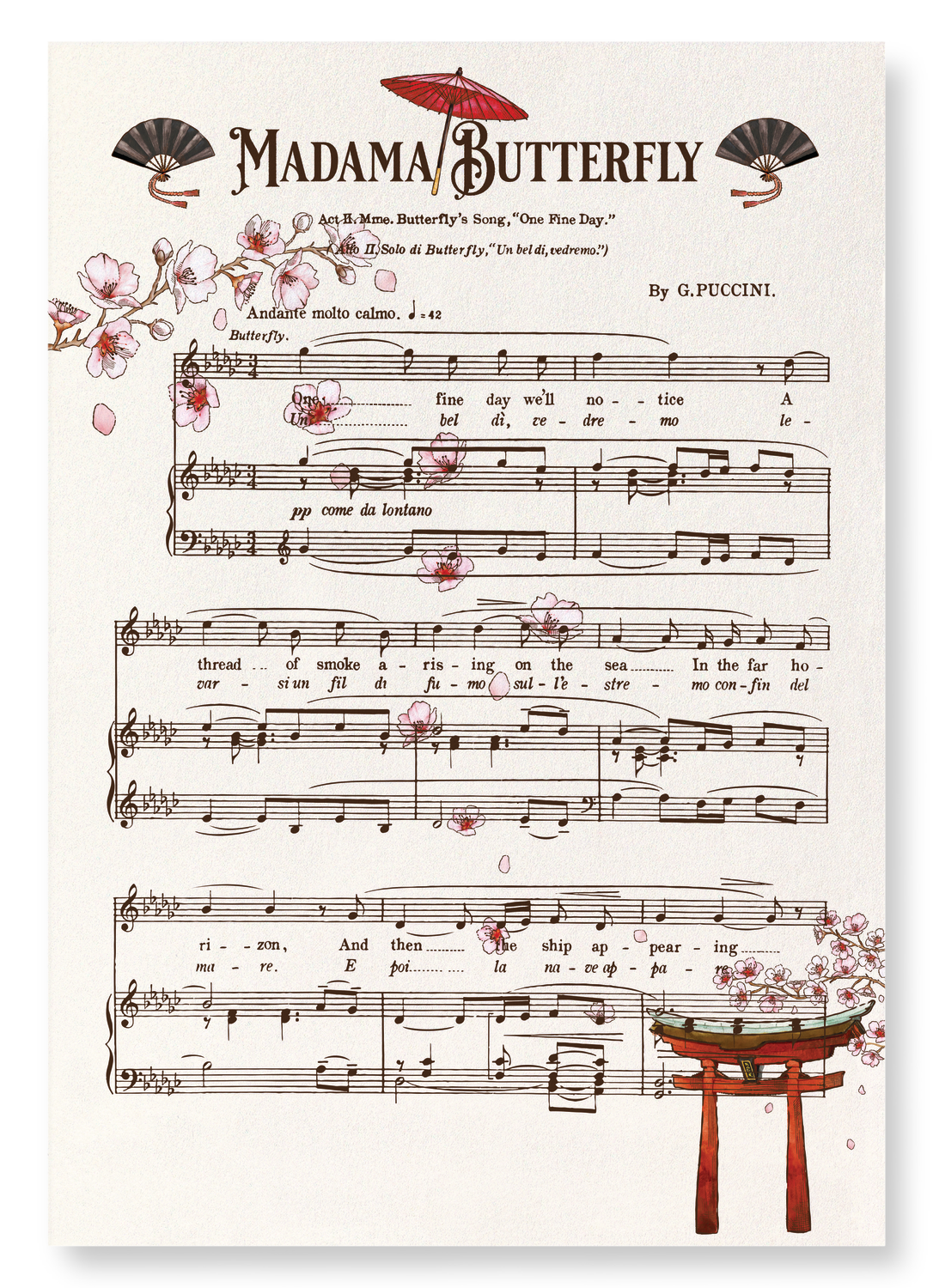 MADAMA BUTTERFLY MUSIC SCORE (1904): Victorian Art Print