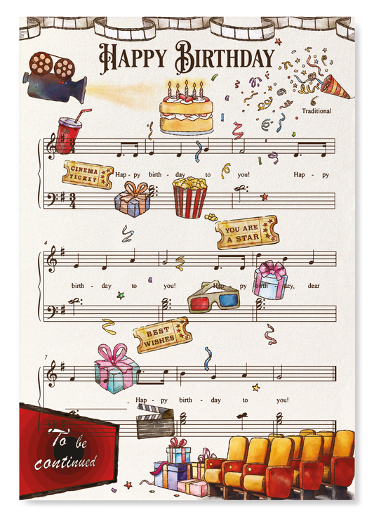 CINEMA BIRTHDAY MUSIC SCORE: Victorian Art Print
