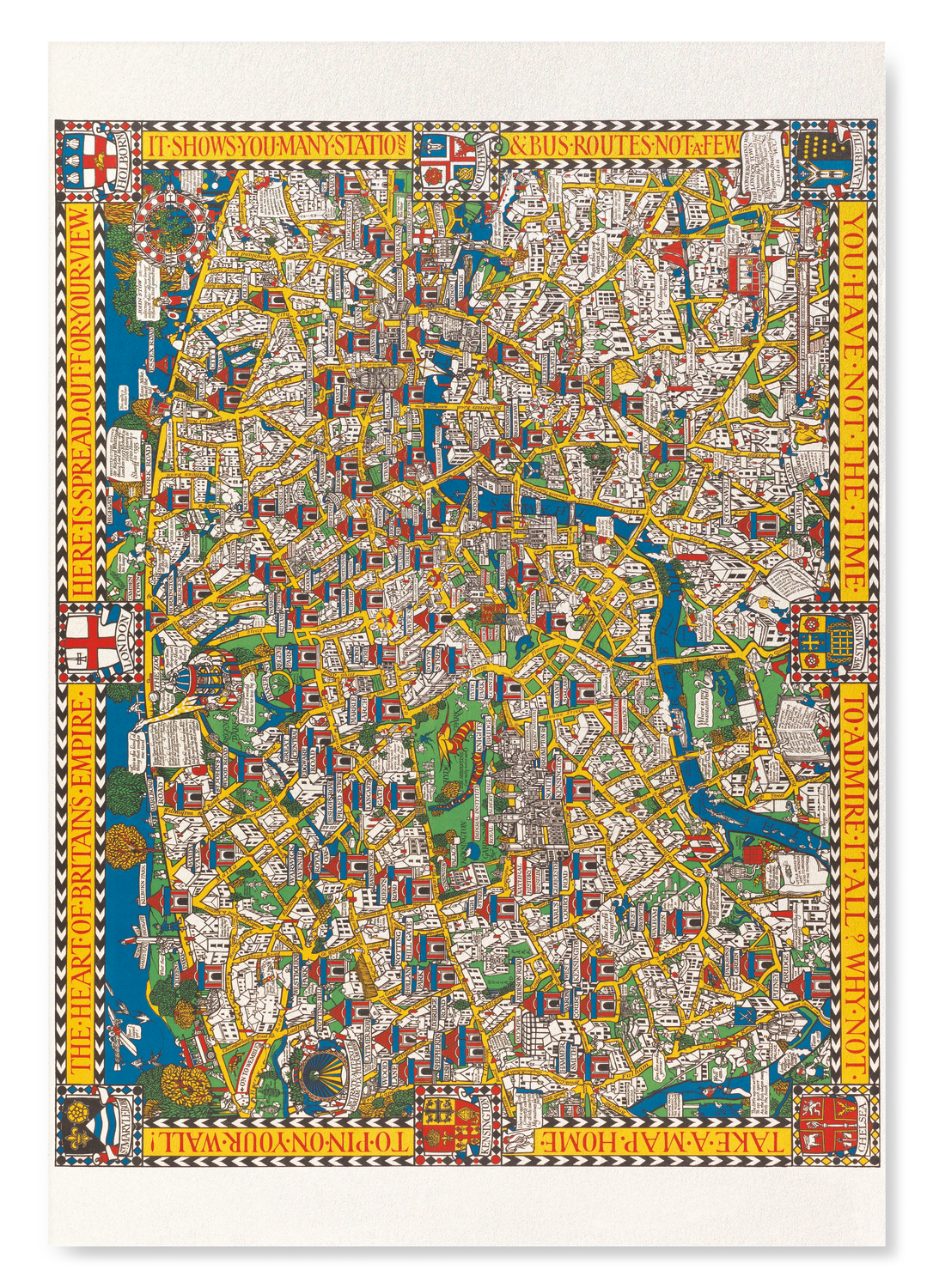 WONDERGROUND MAP OF LONDON TOWN (1914): Antique Map Art Print
