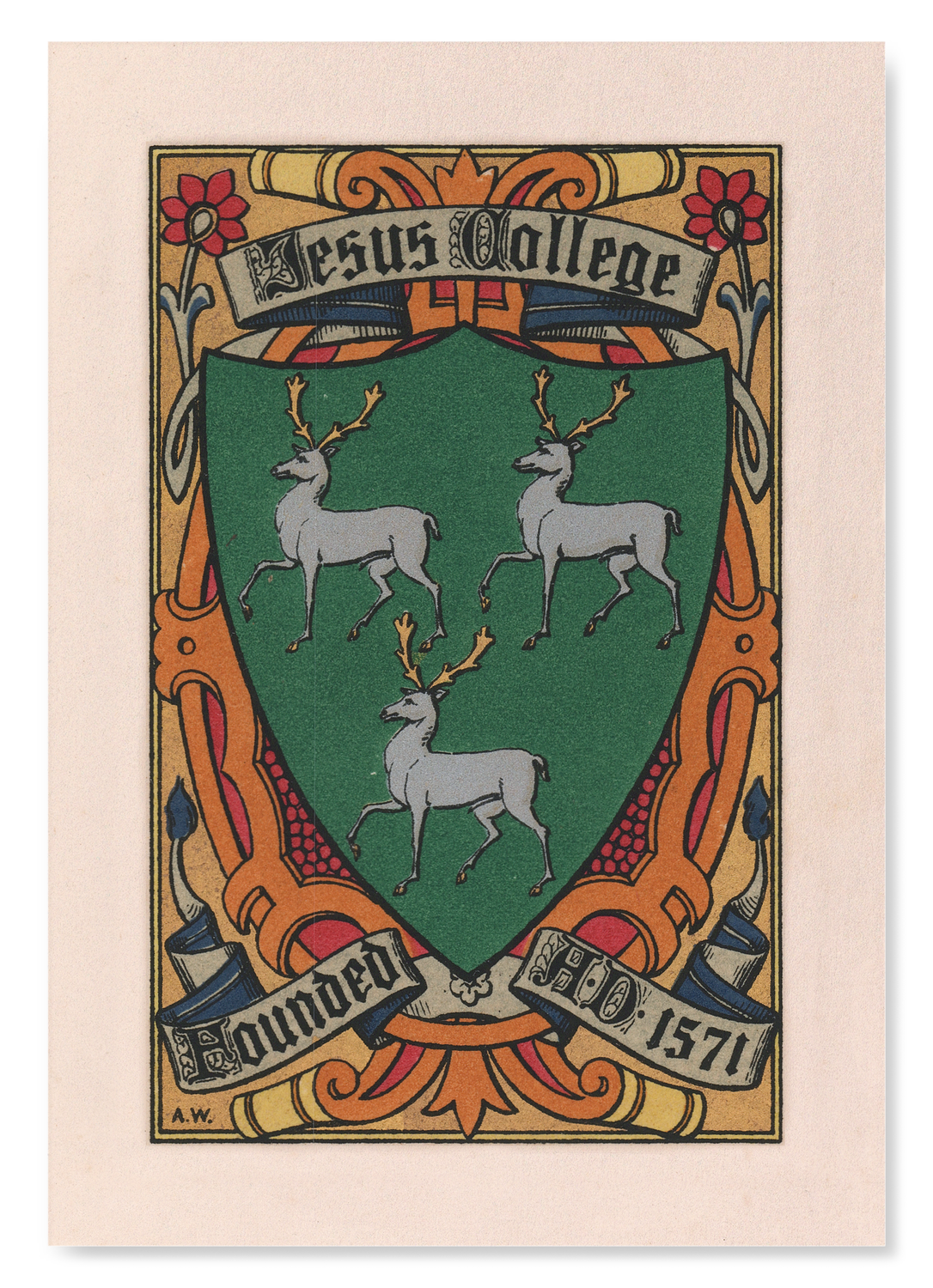 JESUS COLLEGE CREST: Painting Art Print