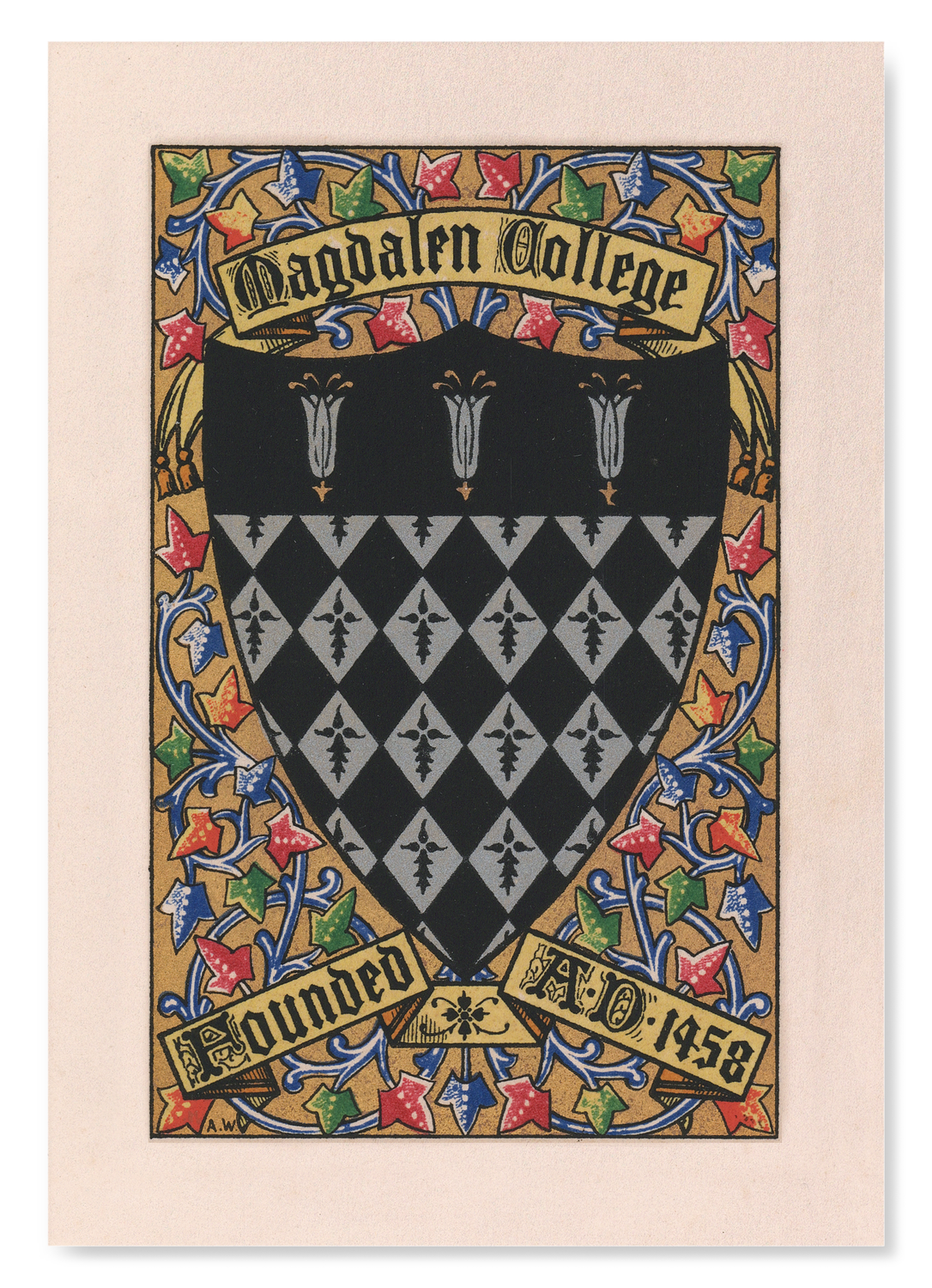 MAGDALEN COLLEGE CREST: Painting Art Print