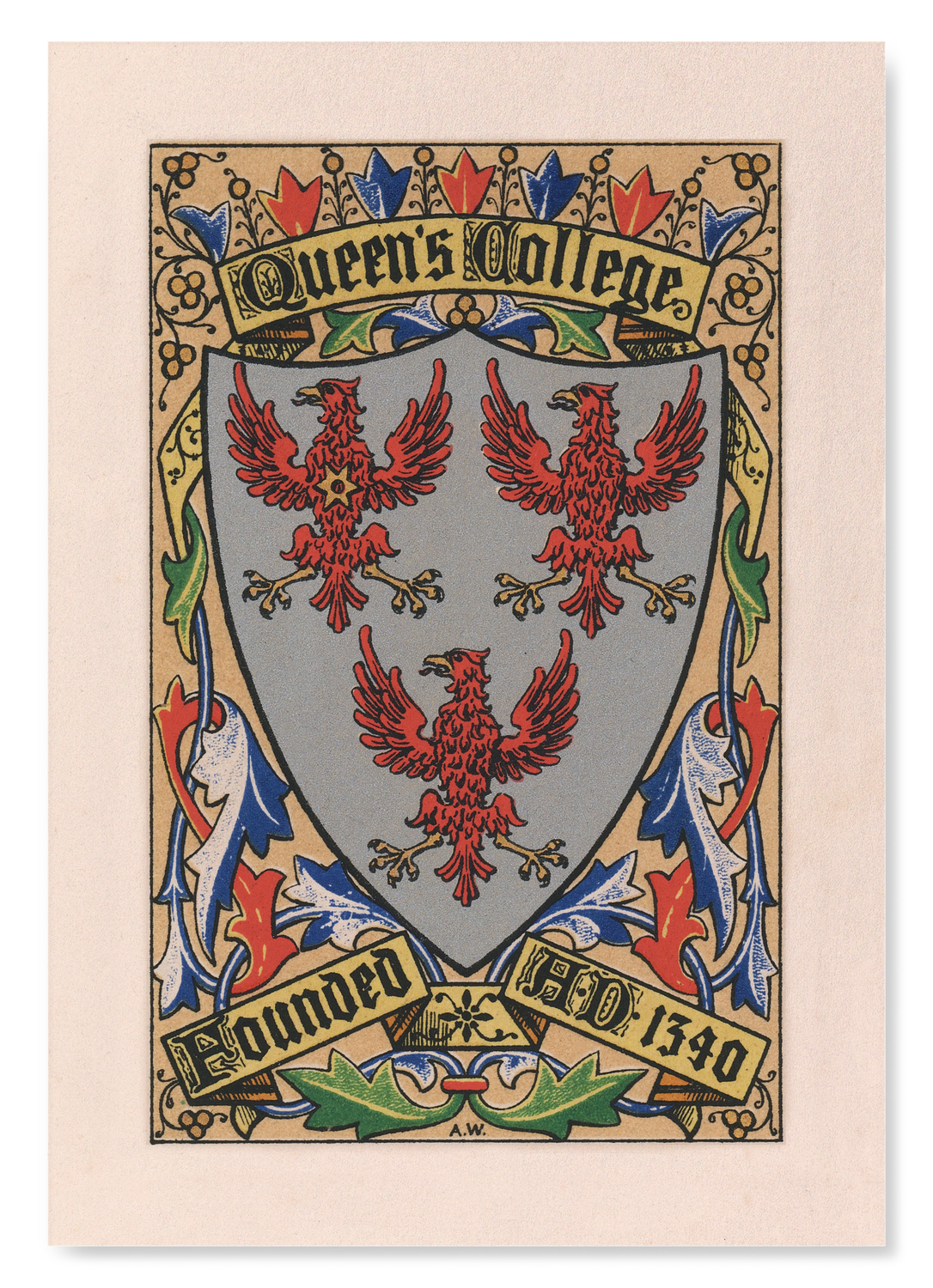 QUEEN'S COLLEGE CREST: Painting Art Print