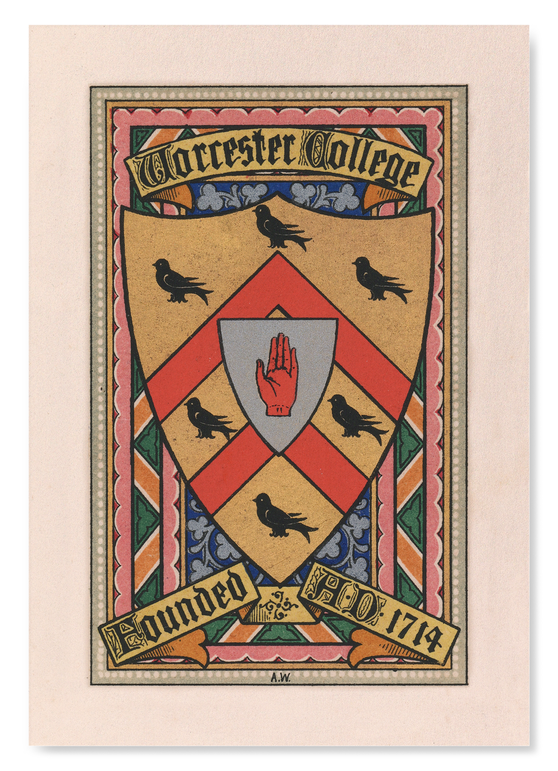 WORCESTER COLLEGE CREST: Painting Art Print