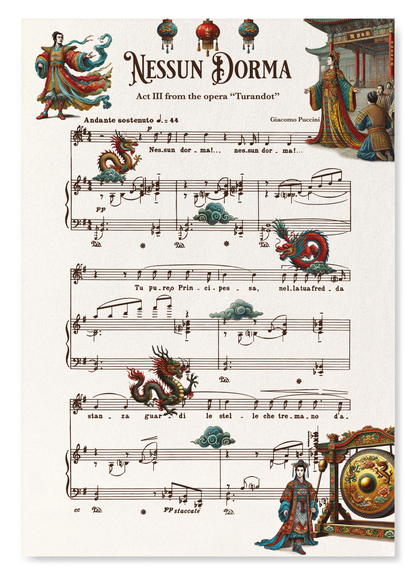 TURANDOT - NESSUN DORMA - OPERA MUSIC SCORE: Victorian Art Print
