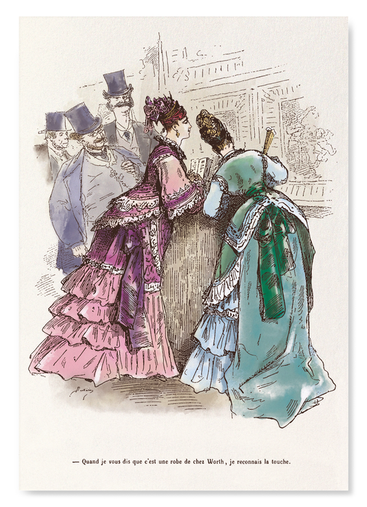 A DRESS FROM WORTH'S - I KNOW THE LOOK (1875): Victorian Art Print