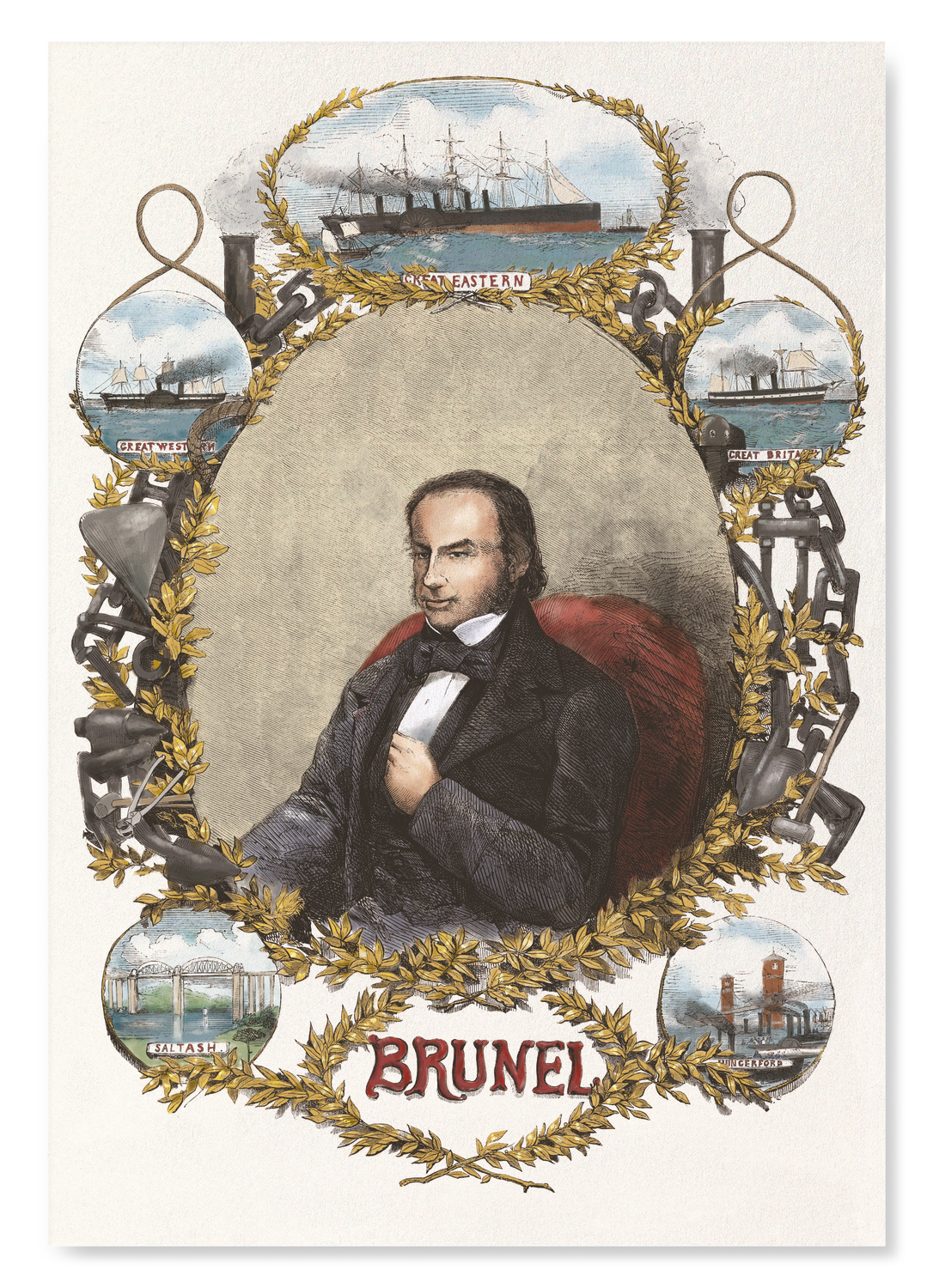 PORTRAIT OF ISAMBARD KINGDOM BRUNEL (1859): Painting Art Print