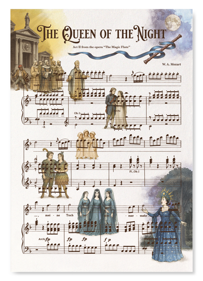 THE MAGIC FLUTE - QUEEN OF THE NIGHT - OPERA MUSIC SCORE: Victorian Art Print