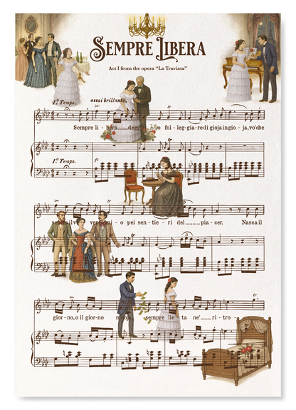 LA TRAVIATA - SEMPRE LIBERA - OPERA MUSIC SCORE: Victorian Art Print