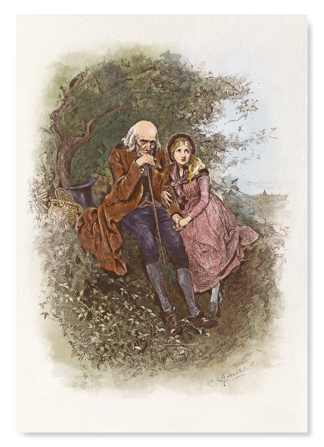 NELL AND HER GRANDFATHER: Painting Art Print