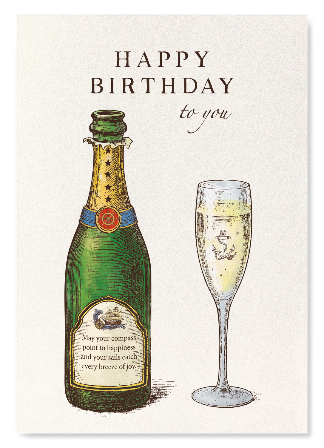 MARITIME HAPPY BIRTHDAY CHAMPAGNE: Victorian Art Print