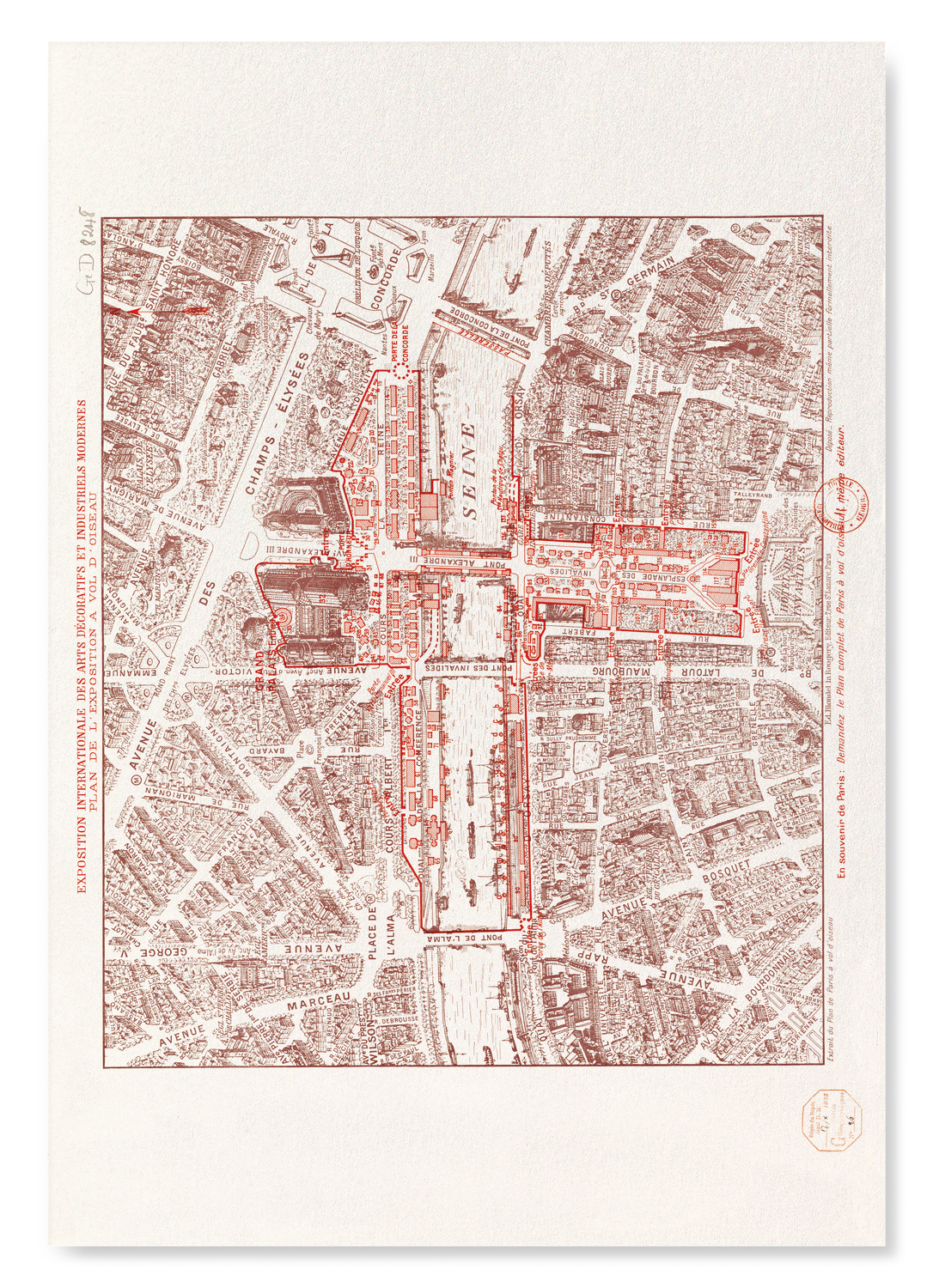 INTERNATIONAL EXHIBITION OF DECORATIVE ARTS (1925): Map Zoom Art Print