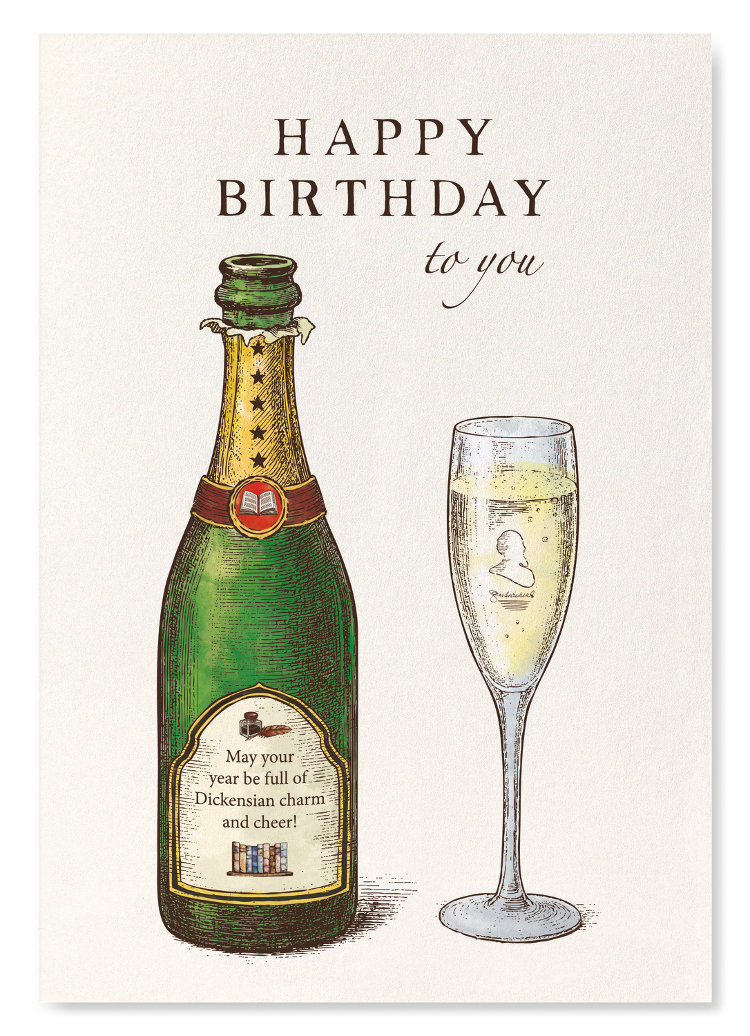 CHARLES DICKENS BIRTHDAY CHAMPAGNE: Victorian Art Print