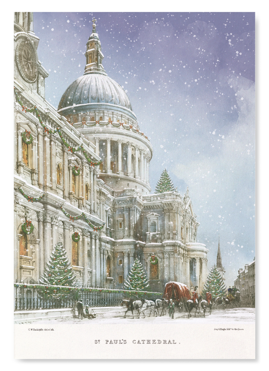 SOUTH WEST VIEW OF ST PAUL’S (1842) - CHRISTMAS: Painting Art Print