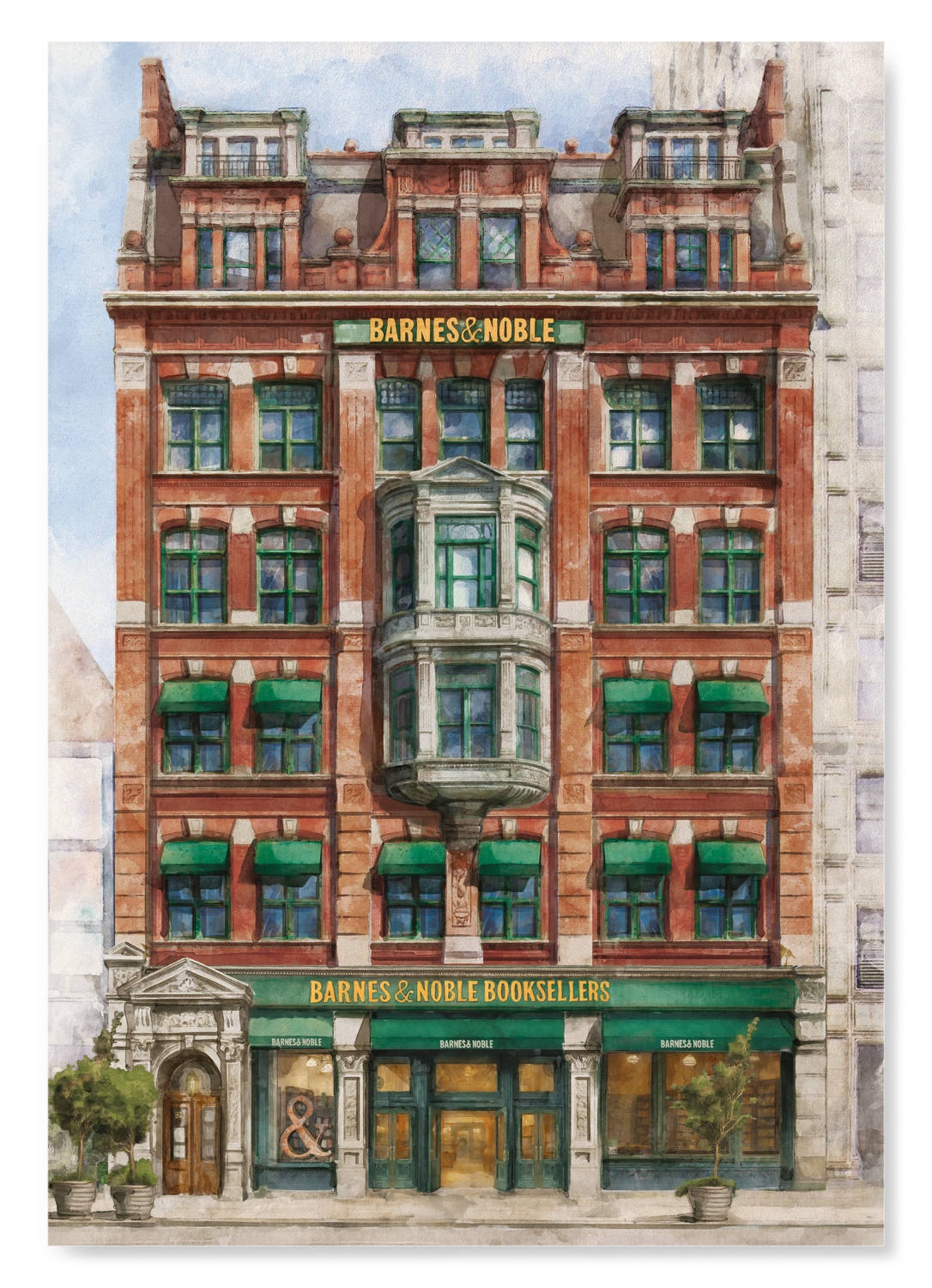 BARNES & NOBLE FLAGSHIP STORE IN UNION SQUARE: Watercolour Art Print