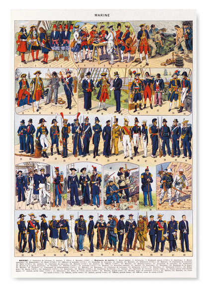 UNIFORMES NAVALS FRANÇAIS (1932): Painting Art Print