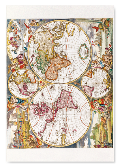 CARTE DU MONDE VINTAGE (1660): Painting Art Print